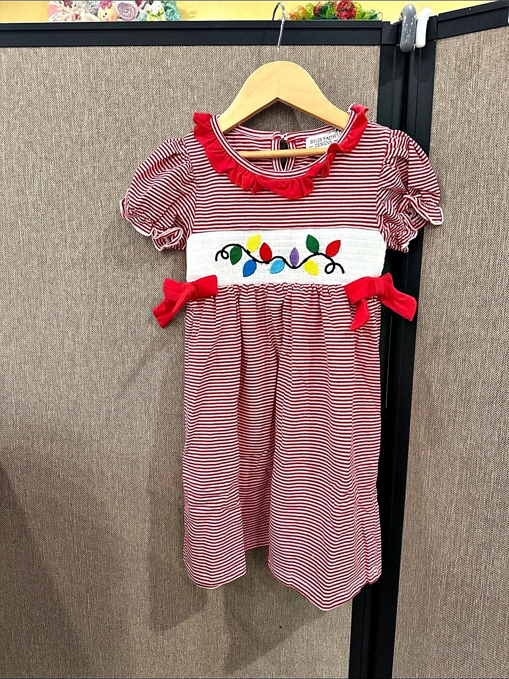 Rylee Faith Designs Girls Striped Embroidered Dress